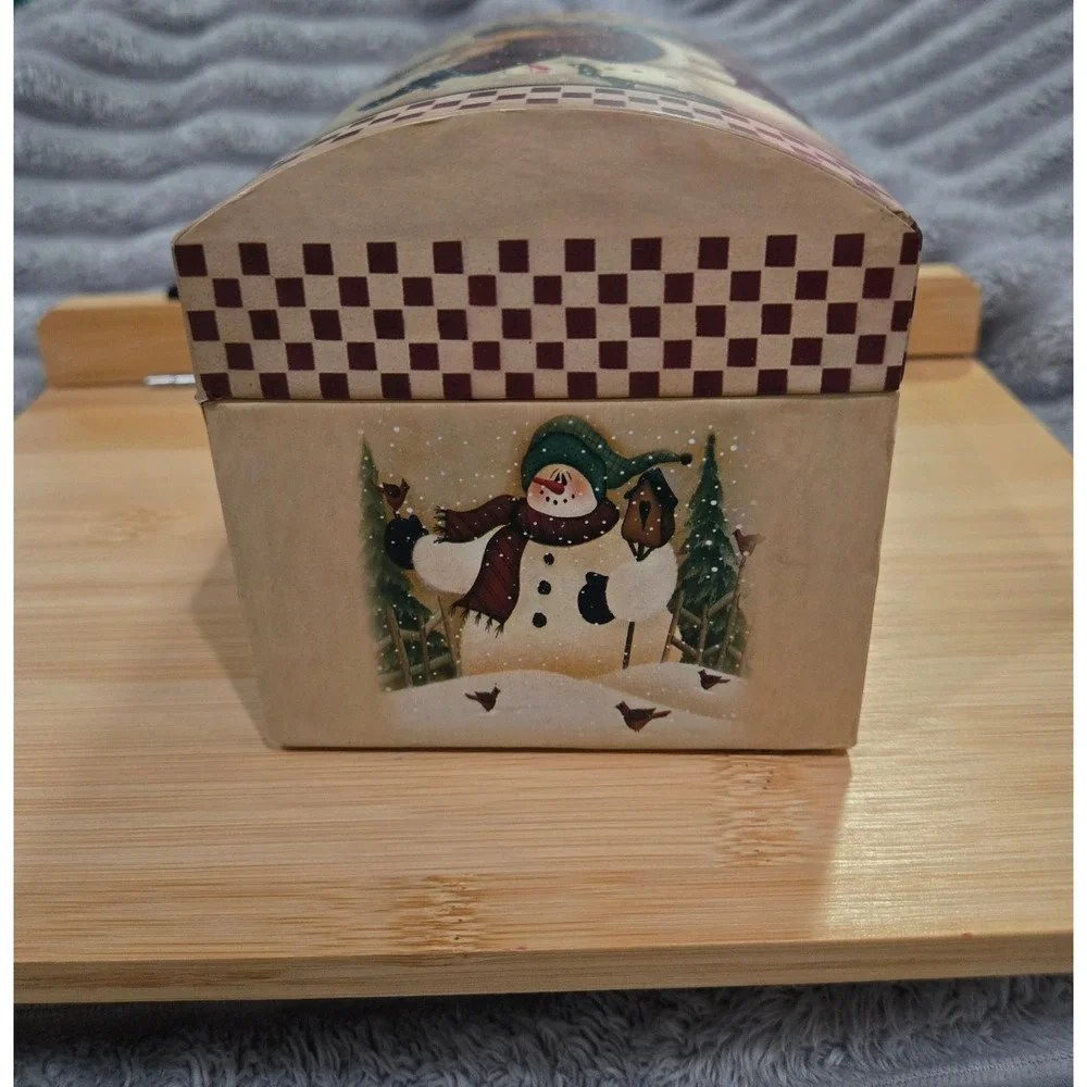 Winter Welcome Snowman Recipe Box Set with Cards and Dividers Folk Art Holiday